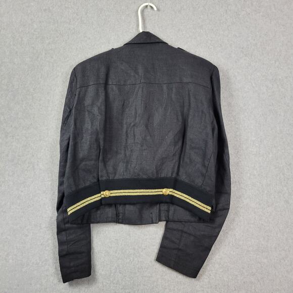 Vtg Cristina Maxx 100% Linen Black Gold LS Button Up Cropped Jacket Women's 8 - Picture 7 of 13